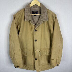 Woolrich Sherpa Lined Canvas Barn Chore Jacket Men’s Medium Saddle Tan Dmg B